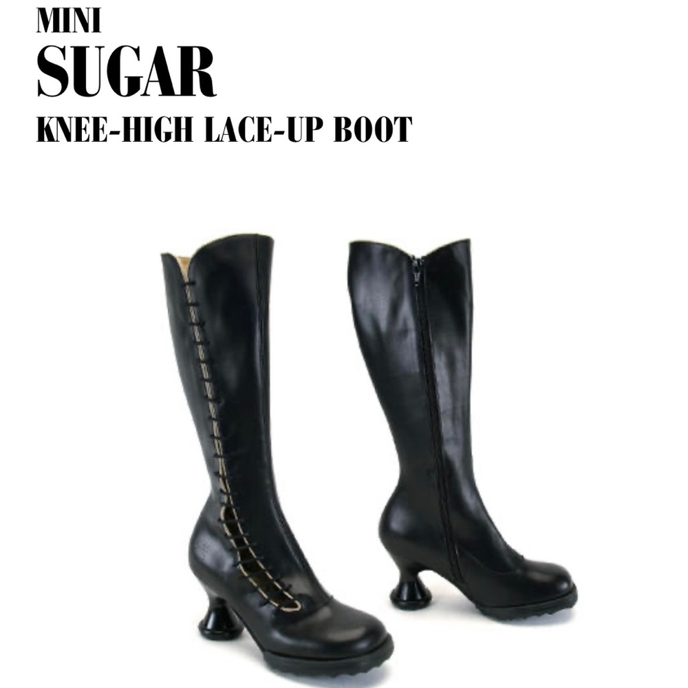 Fluevog Mini Sugar knee high lace up boot, retired style